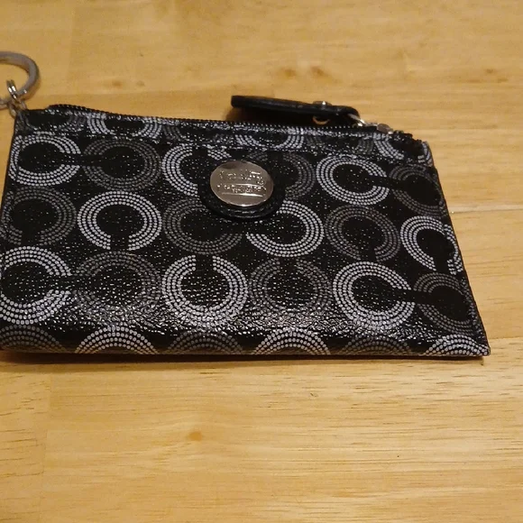 Coach Black and Silver Patterned Coin Pouch EUC - Picture 3 of 5